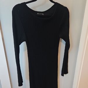 Elegant Black Ribbed Dress Maternity